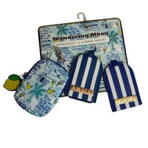 Wandering Moon Amalfi Coast Zipper Pouch‎ & Luggage Tags Set